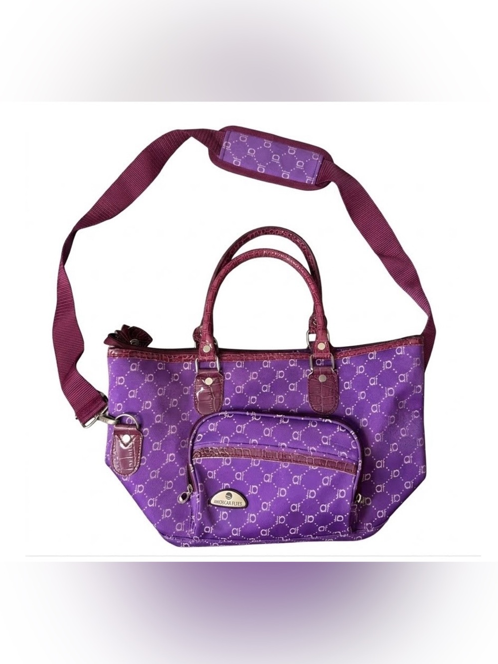 👜American Flyer Purple Patterned Tote Bag Never Used